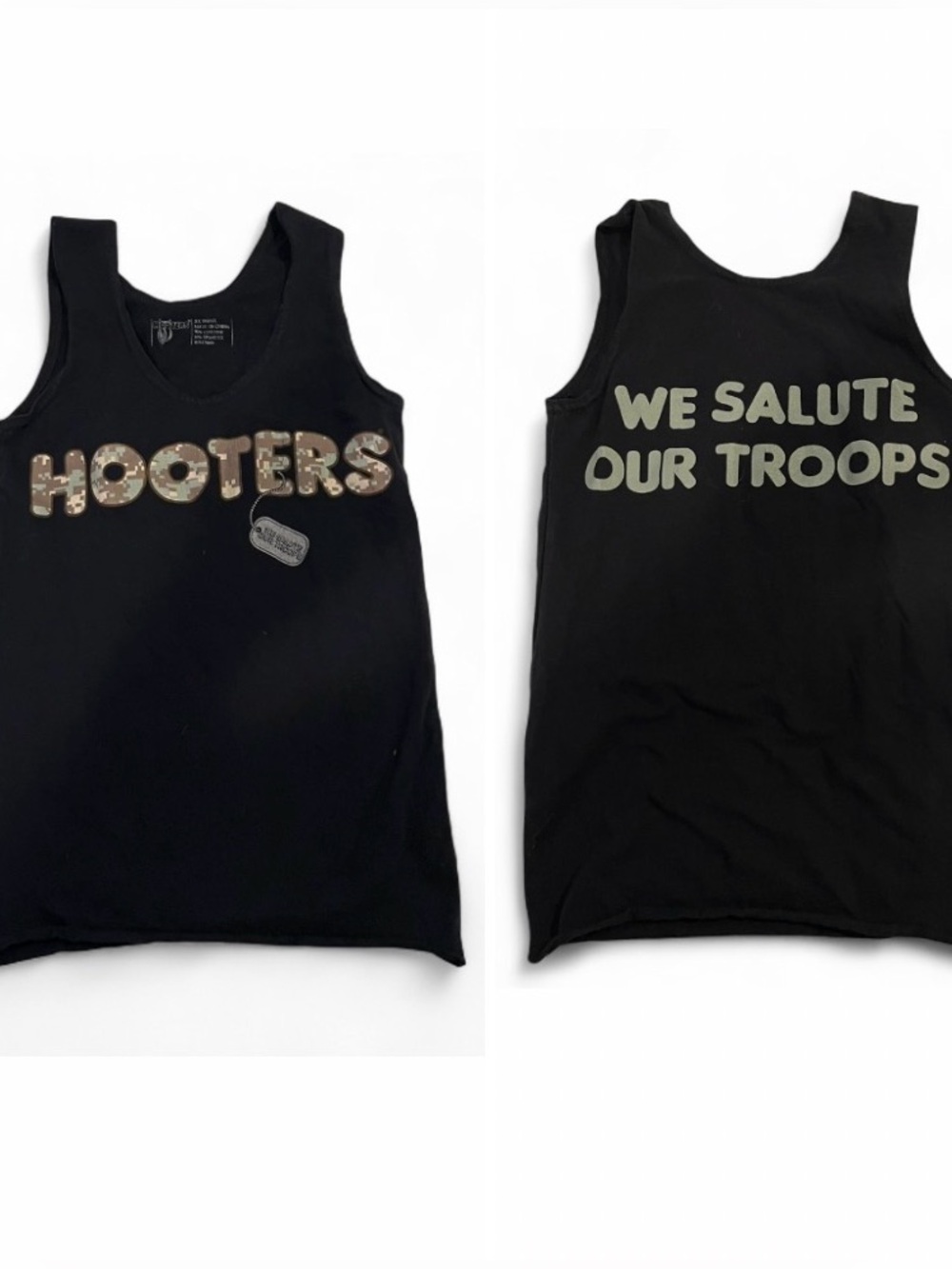 Hooters Black Tank Top with Camo Lettering